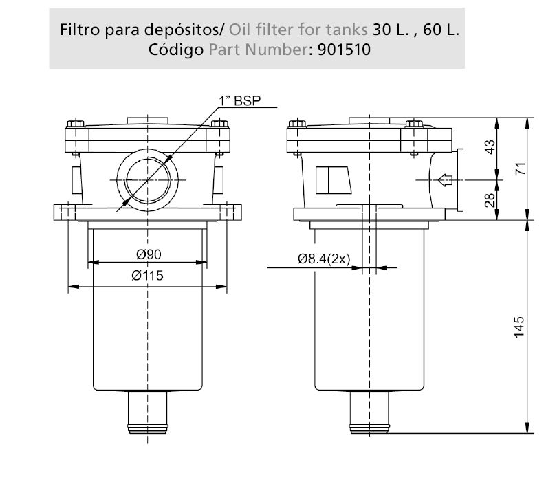 901510 RETURN OIL FILTER (ON TOP)