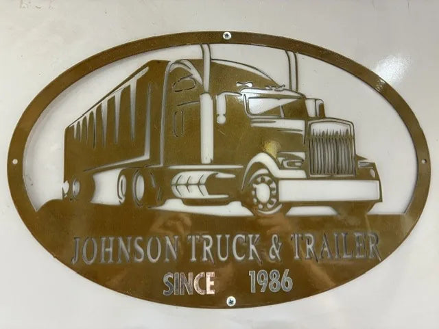 Metal Johnson Truck & Trailer sign reading Since 1986